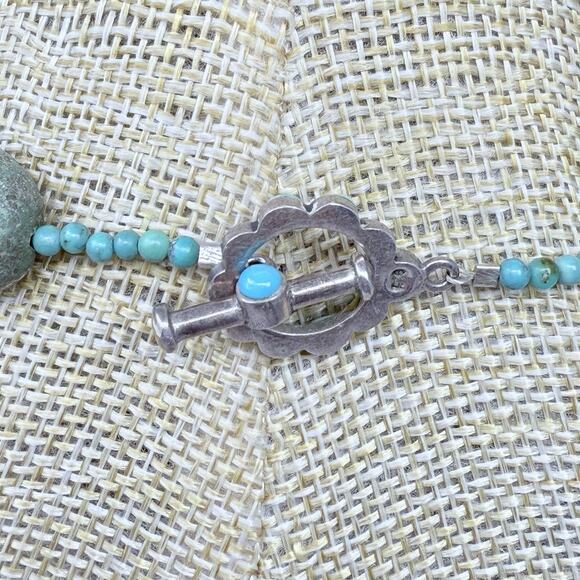Vintage Blue Green Turquoise Sterling Silver Cross Pendant and Necklace 81 grams - Picture 8 of 11